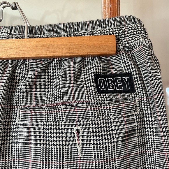 Grey Plaid Obey Pants - Picture 3 of 4
